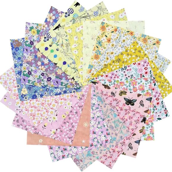 50PCS 10x10 Inch Floral Cotton Fat Quarters for Sewing and Quilting Projects - Picture 5 of 9